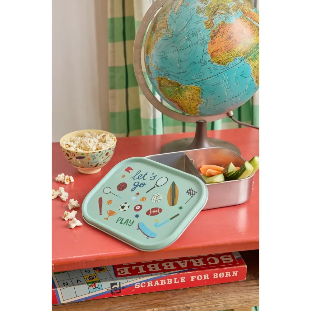 Rice Sports Print Stainless Steel Lunchbox Moveable Divider Large 1400 Ml