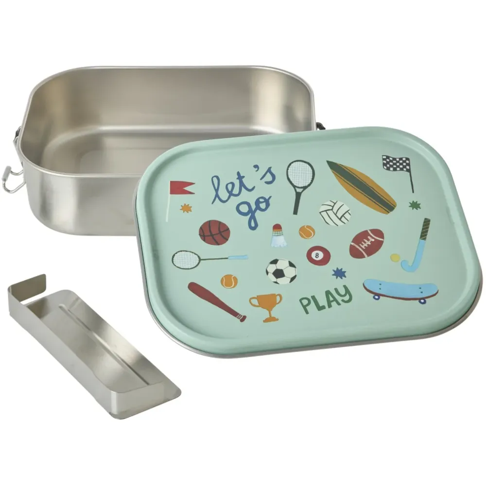 Rice Sports Print Stainless Steel Lunchbox Moveable Divider Large 1400 Ml