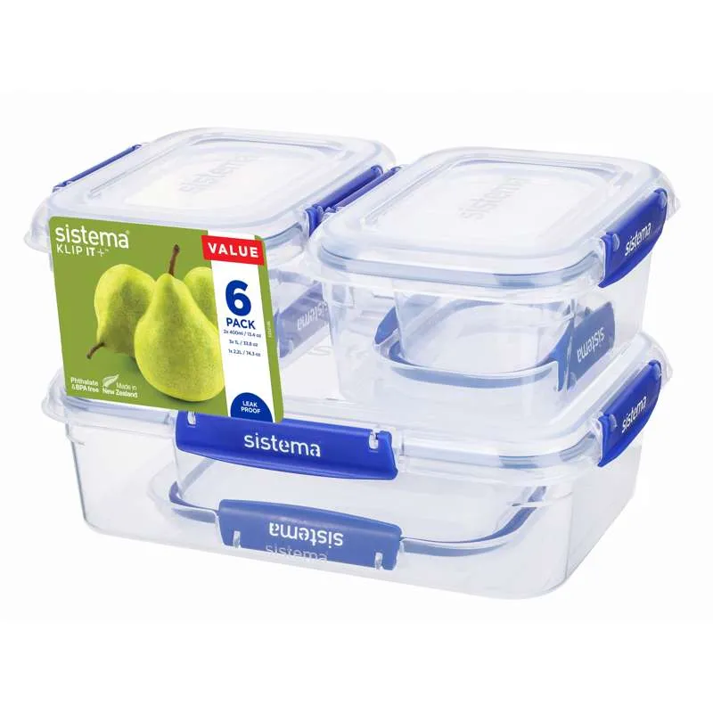 Sistema Matoppbevaring - Klip It Plus - Essentials - 6-Pak - Blå