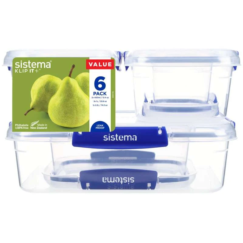 Sistema Matoppbevaring - Klip It Plus - Essentials - 6-Pak - Blå