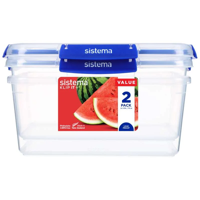 Sistema Matoppbevaring - Klipp Det Pluss - Rektangel - 2-Pak - 3.35L - Blå