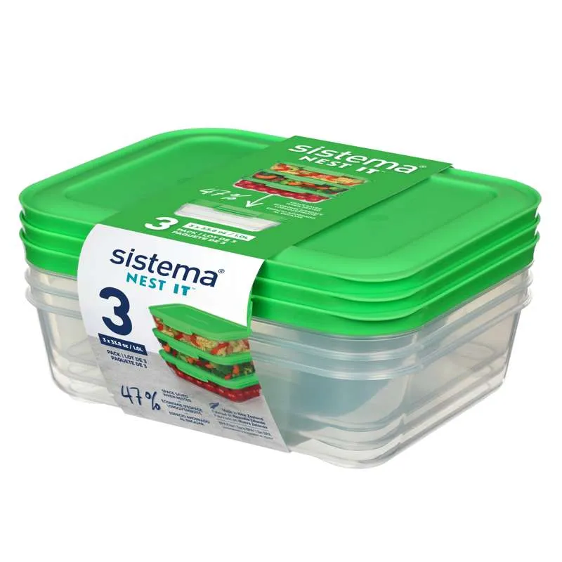 Sistema Matoppbevaring - Nest It - 3-Pak - 1L - Grønn