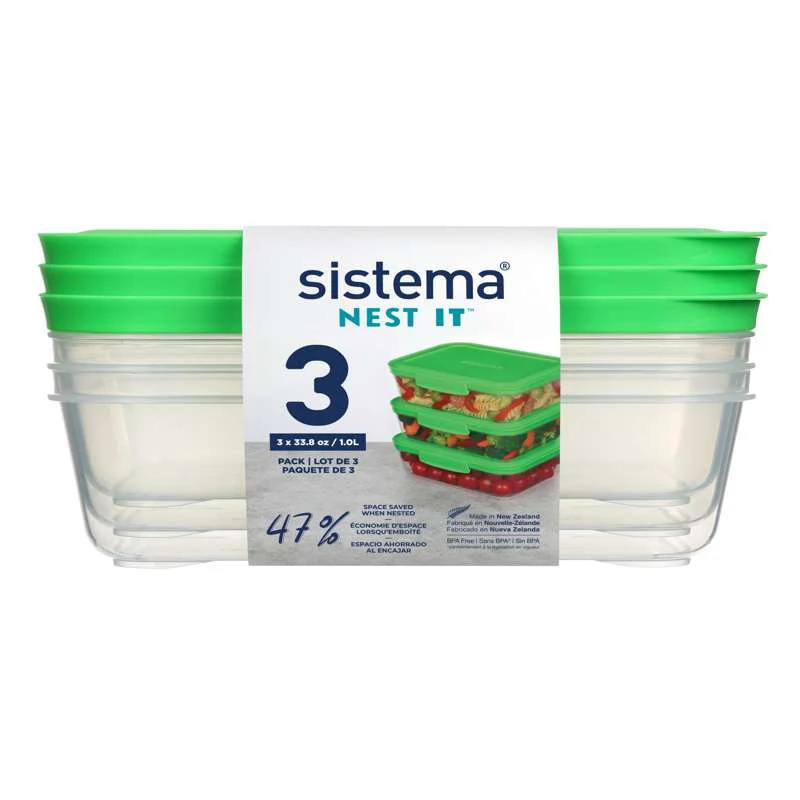 Sistema Matoppbevaring - Nest It - 3-Pak - 1L - Grønn