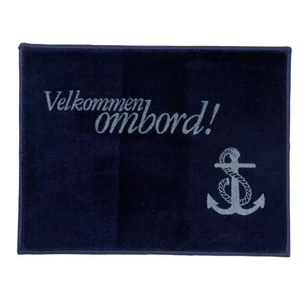 Velkommen ombord matte, firkantet, marineblå, 61x45cm
