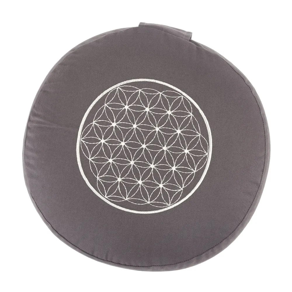 Meditasjonspute Rondo ECO – Med 'Livets Blomst'-broderi (21,5 x Ø 32,5 cm)