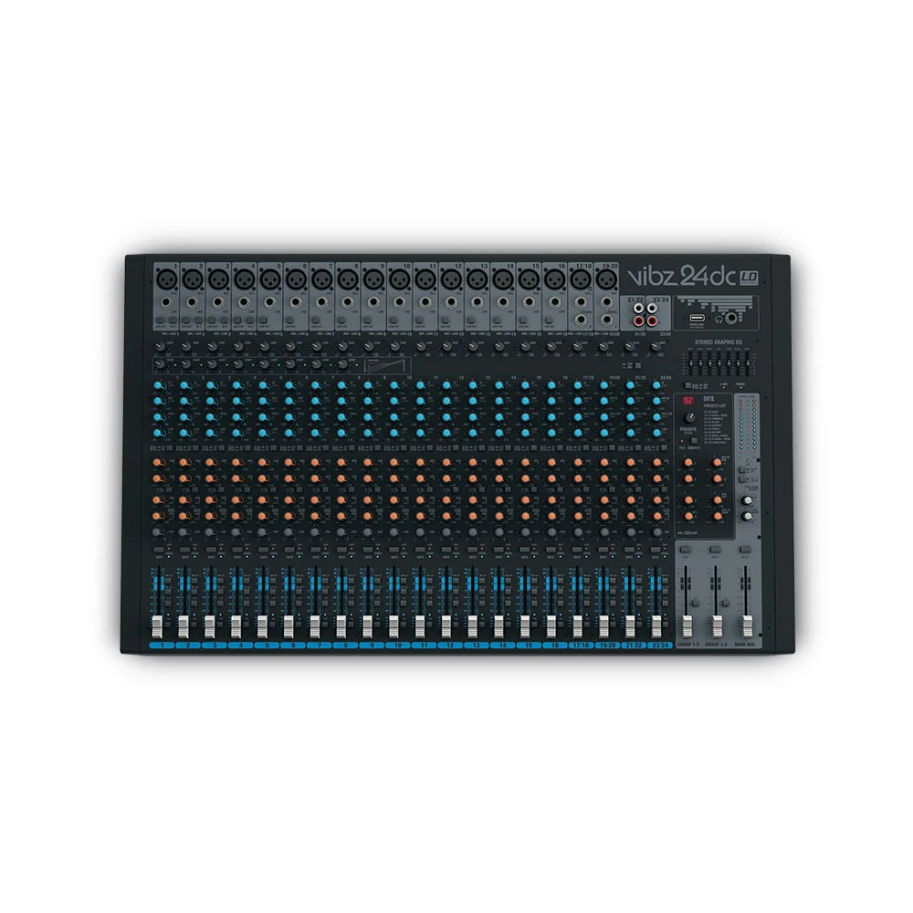 LD Systems VIBZ 24 DC - 24-kanals mixerkonsol med DFX og kompressor