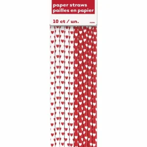 Papirsugerør med hjerter pk/10