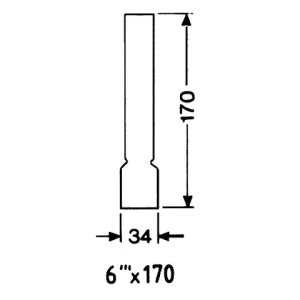 DHR, Oljelampeglass, LG 06170 rundbrenner 6''', 34x170mm