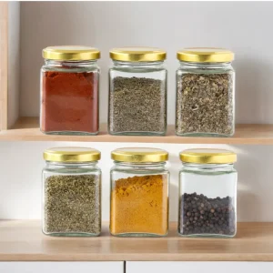Krydderglass m. metallokk - pakke med 6 stk