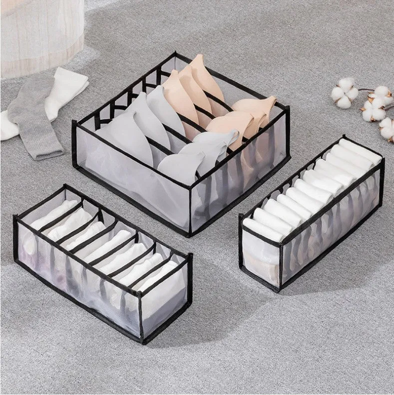 3-pk oppbevaringsbokser til garderobe
