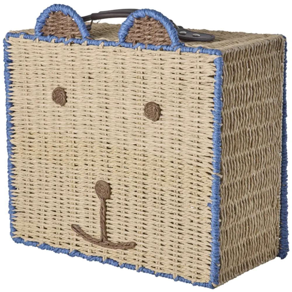 Rice Paper Rope Koffert Bjørn Shape Med Blue Details
