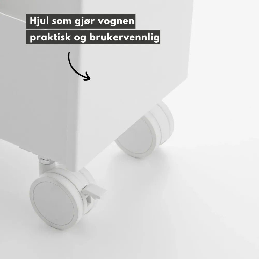 Oppbevaringsvogn på hjul hvit 80,5 x 45,5 cm