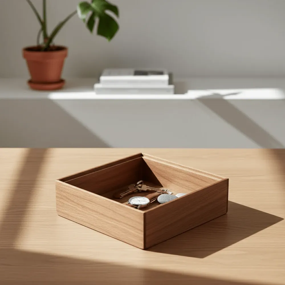 Stabelbar organiseringsbrett i tre/akasie 15 x 15 x 5 cm