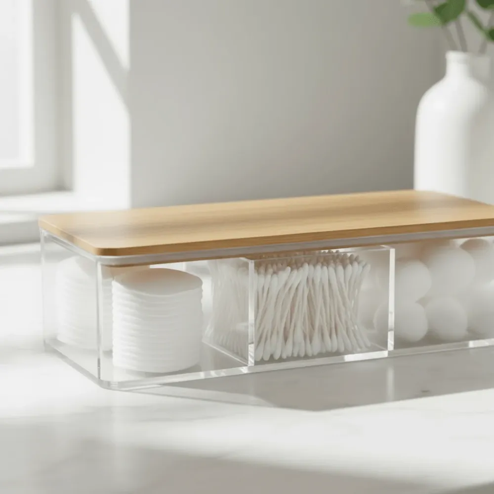 Oppbevaringsboks med bambuslokk pakke 23 x 9,5 x 6,5 cm