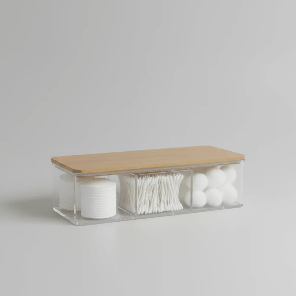 Oppbevaringsboks med bambuslokk pakke 23 x 9,5 x 6,5 cm