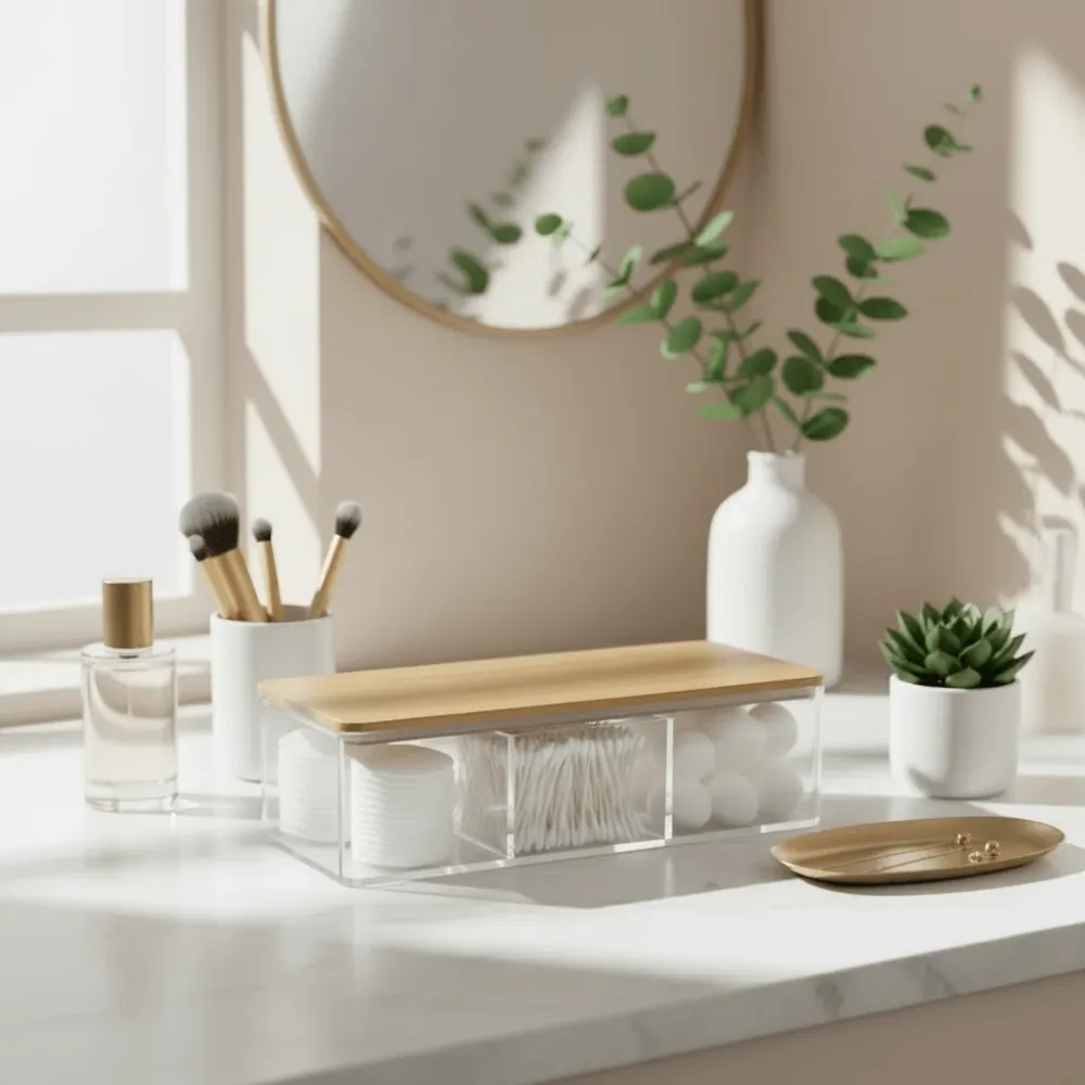 Oppbevaringsboks med bambuslokk pakke 23 x 9,5 x 6,5 cm