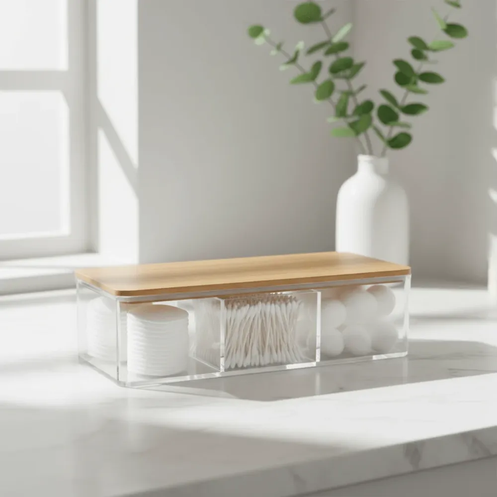 Oppbevaringsboks med bambuslokk pakke 23 x 9,5 x 6,5 cm