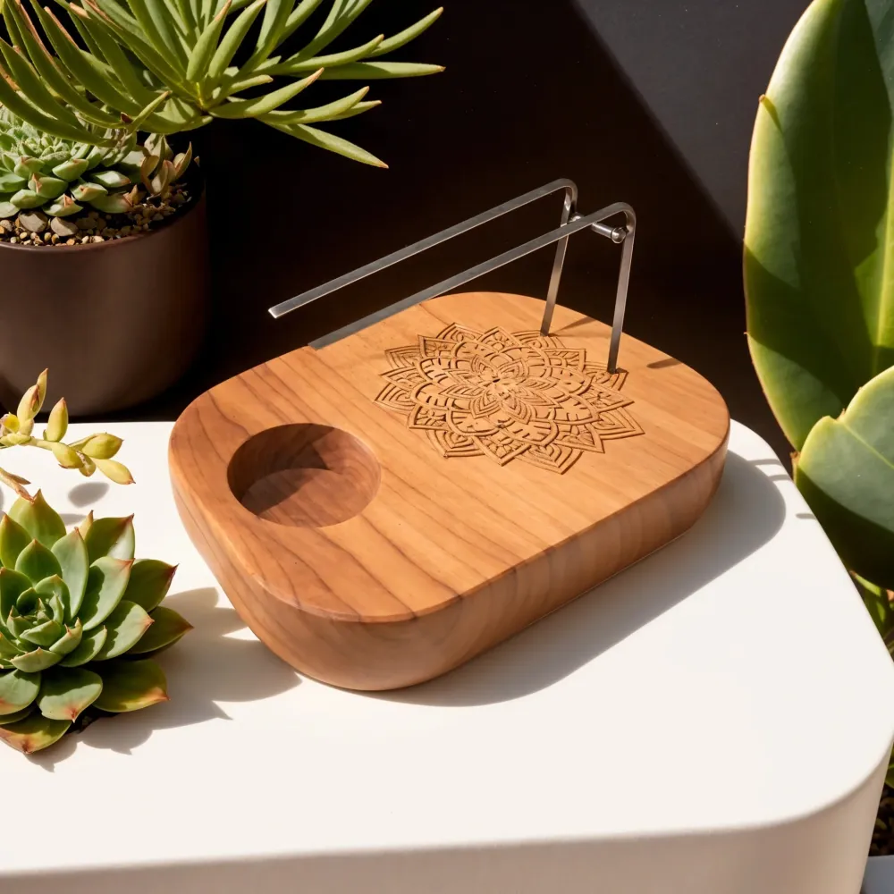 Palo Santo-holder, teaktre mandaladesign