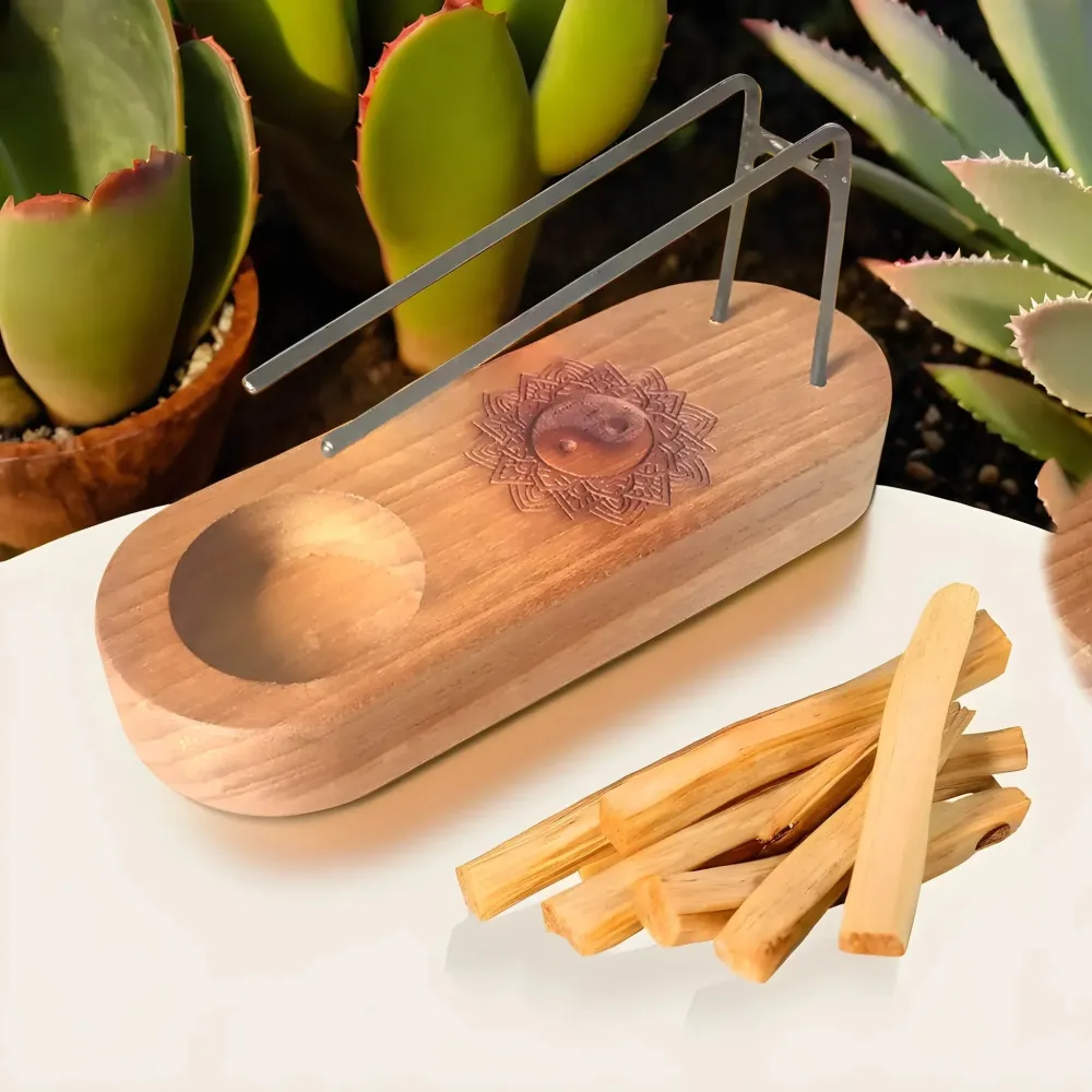 Palo Santo-holder telys teaktre yin yang