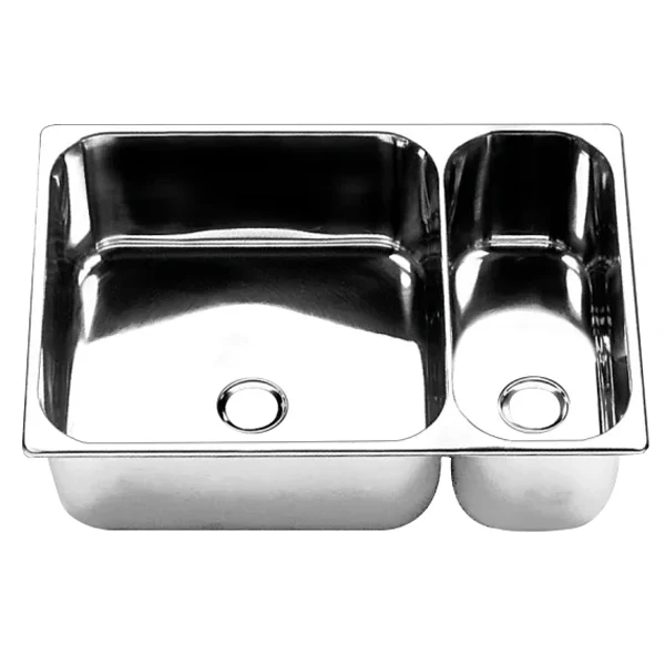 Barka, Dobbel vask RF 32,5 x 51 cm, Rustfritt stål, 330x300 mm (stor), 150x300 mm (liten)