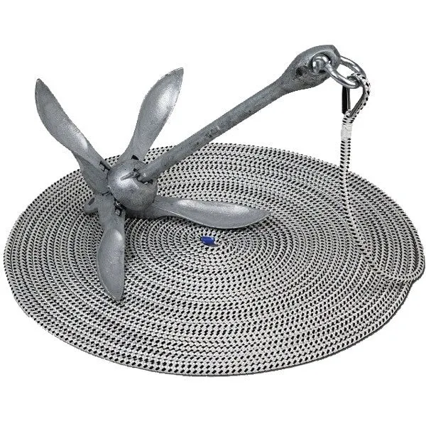 Ankersett med 30 meter tau Ø10 mm og 6 kg paraplyanker