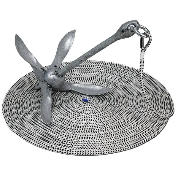 Ankersett med 30 meter tau Ø10 mm og 6 kg paraplyanker