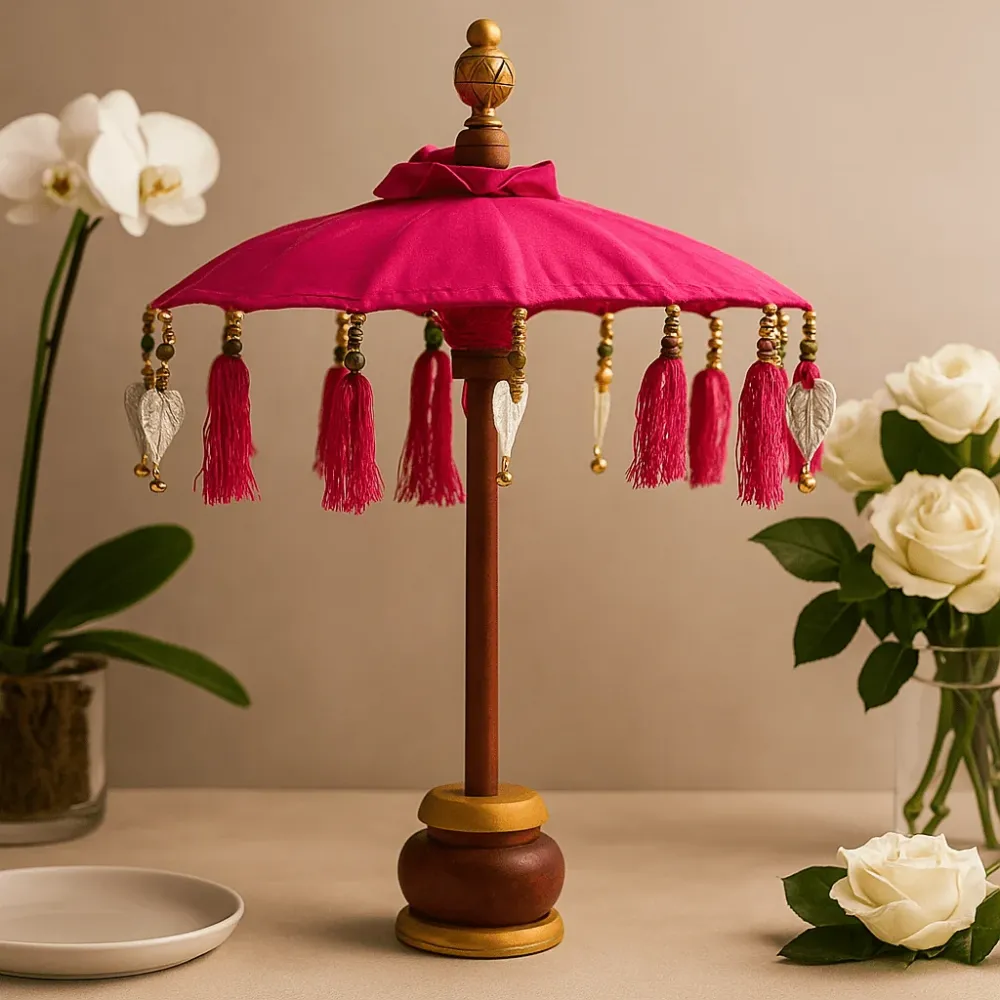 Dekorativ parasoll rosa 40cm