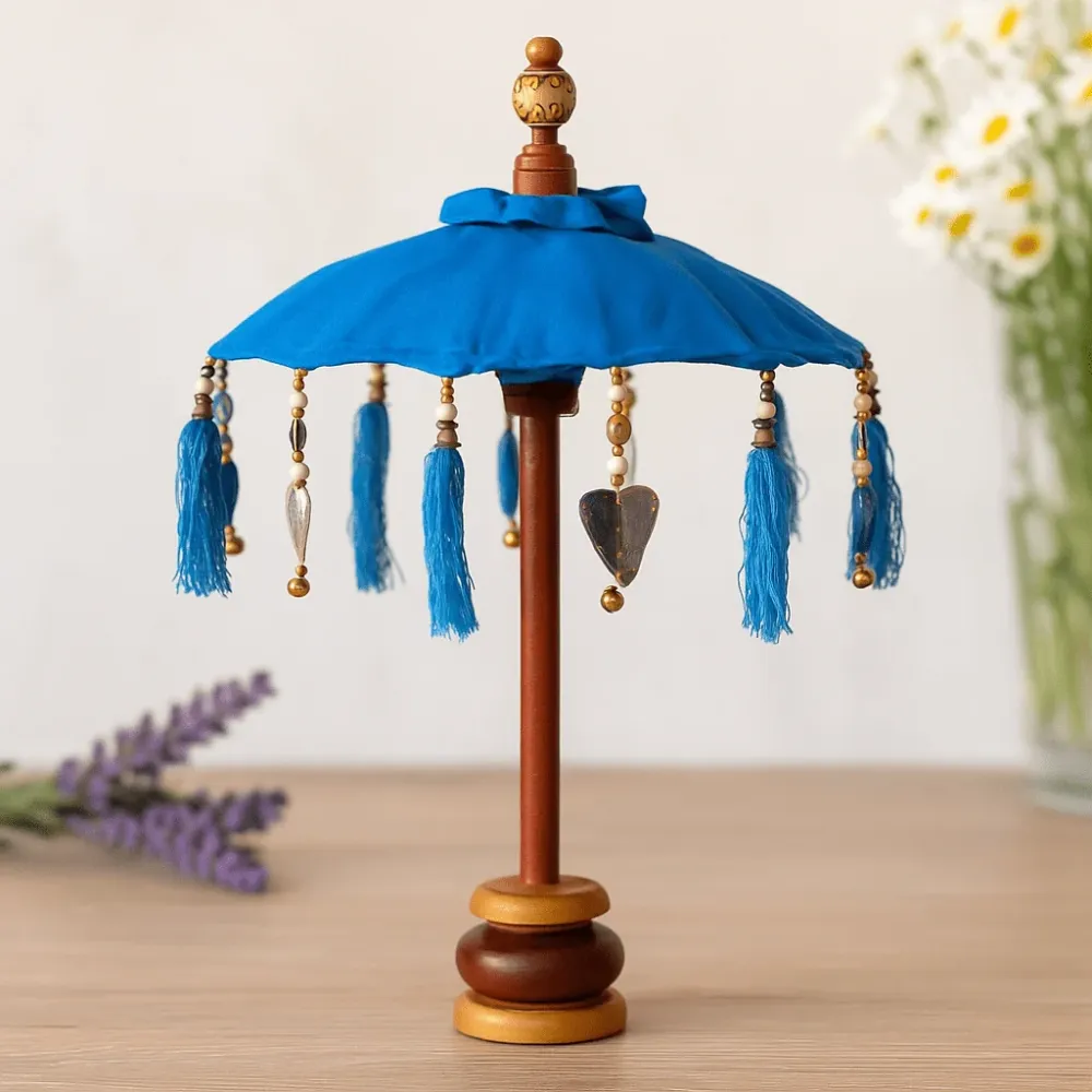 Dekorativ parasoll turkis bomull 40cm