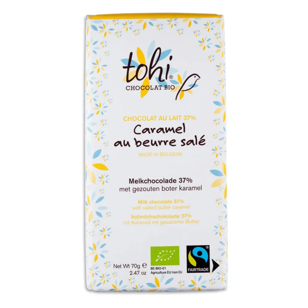 Tohi økologisk melkesjokolade 37% m/salt karamell