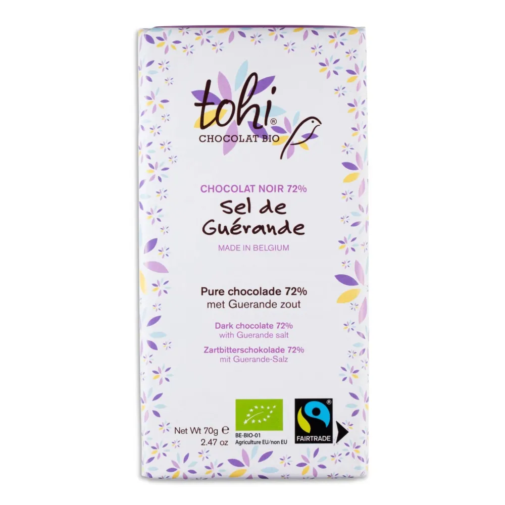 Tohi økologisk mørk sjokolade 72% Guérande salt