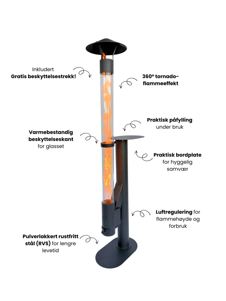 Flamesa® Lumina – Design pelletovn utendørs bruk med bord