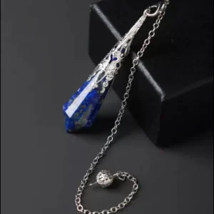 Nye, hÅndlagede pendler i Indisk Design, Lapis Lazuli med lenke, 80mm