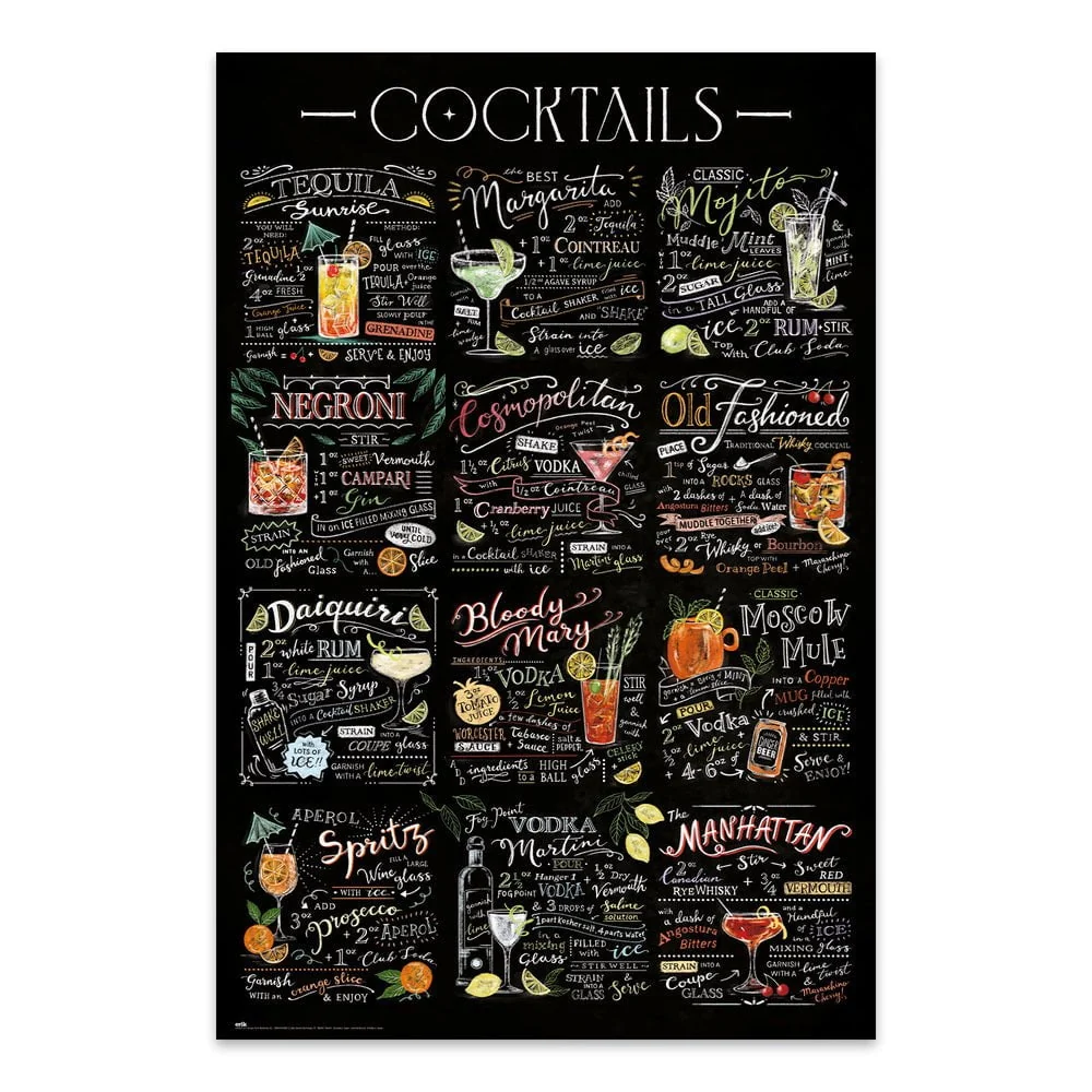Cocktail Drinker Oppskrifter Plakat