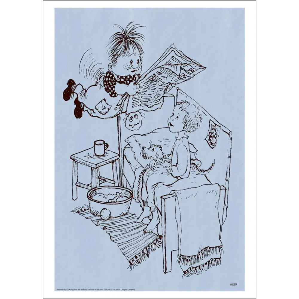 Poster & Frame Astrid Lindgren - Newspaper - Karlsson On Roof