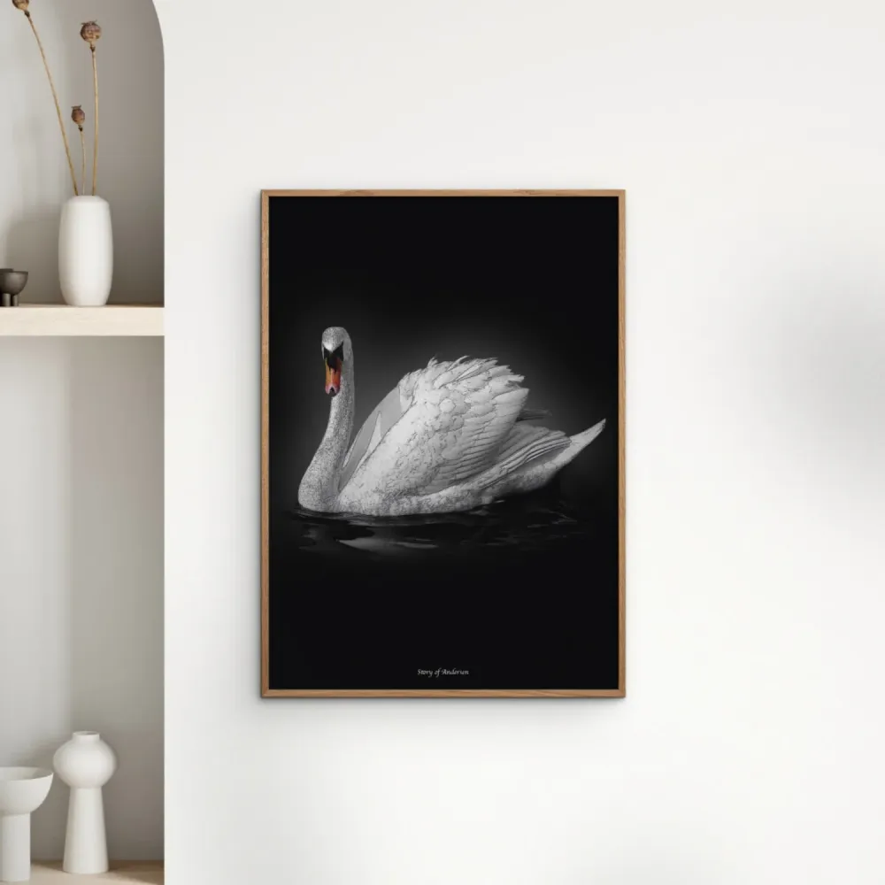 Poster & Frame Story Andersen - Den Grimme Ælling - Hvid/Sort Baggrund