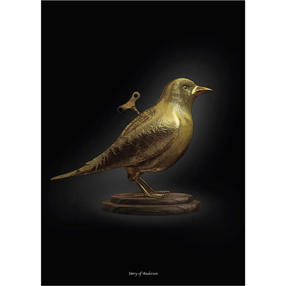 Poster & Frame Story Andersen - Nattergalen - Hvid/Sort Baggrund