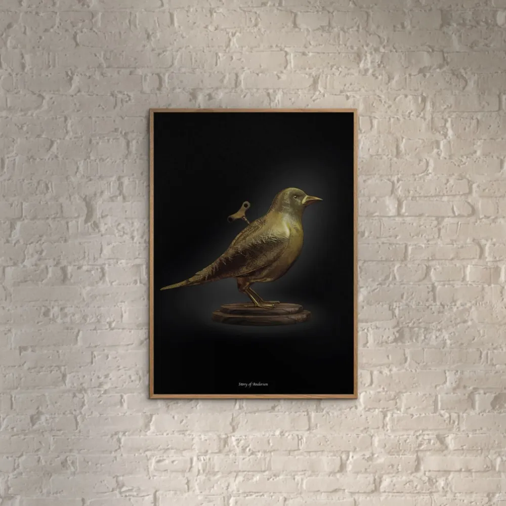 Poster & Frame Story Andersen - Nattergalen - Hvid/Sort Baggrund