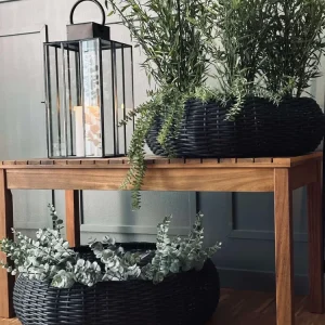 Kurvsett Rattan - Svart 2 stk.