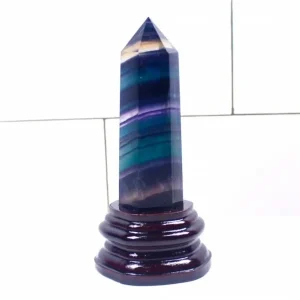 Large Fluorite Quartz TÅrnkrystall m/trebase, 10x3cm
