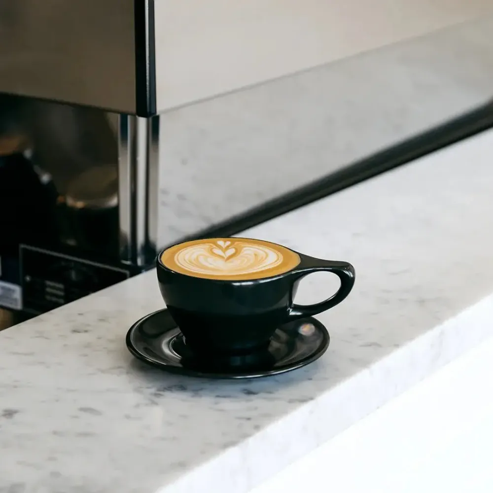 Lino Lite Latte-kopp 240ml med skål - Svart