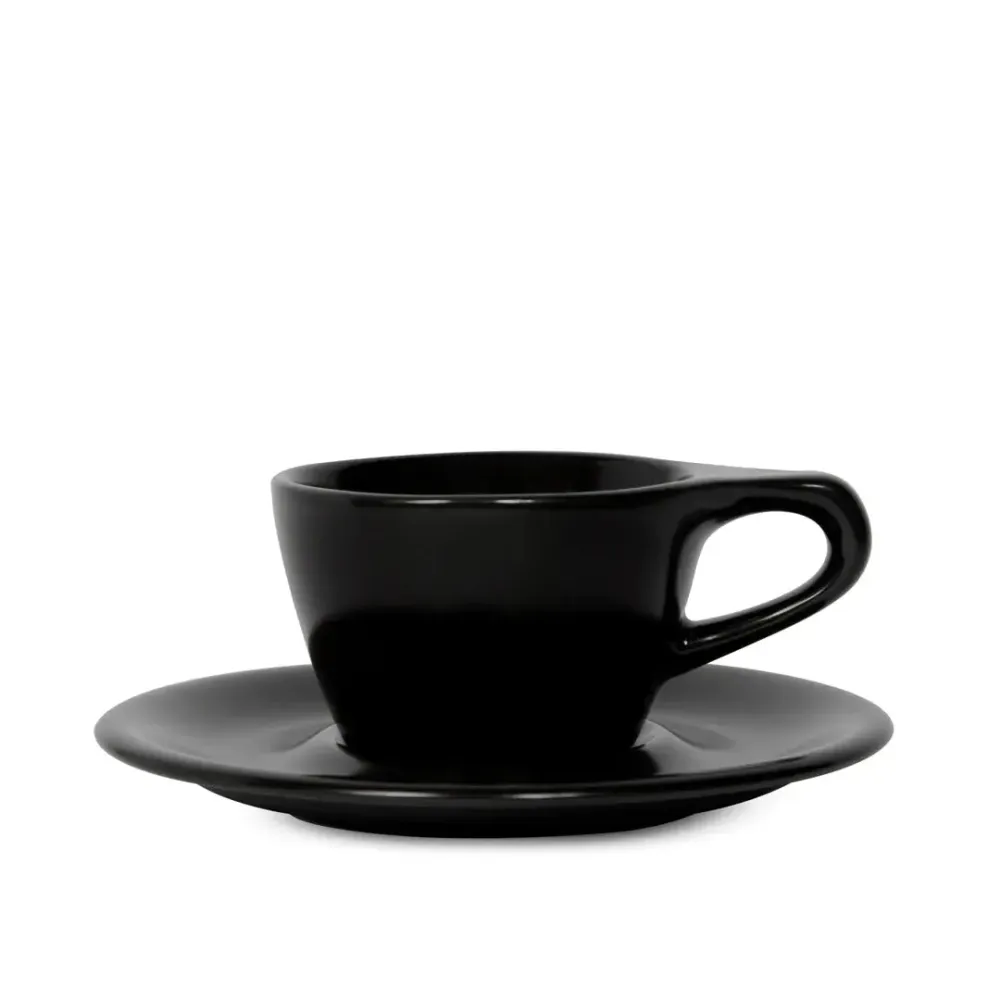 Lino liten cappuccino kopp 150ml med skål - svart