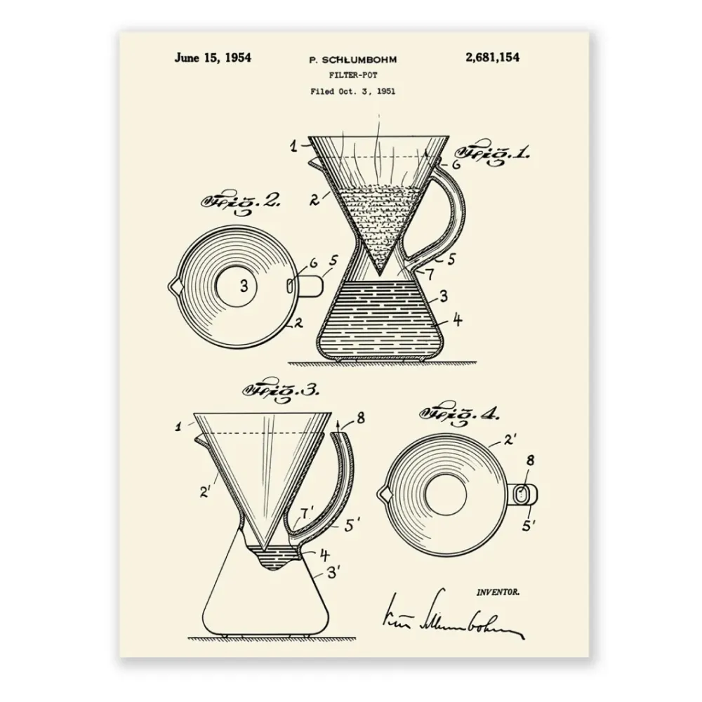 Chemex plakat patenttegning #4, 1951 Filter Pot