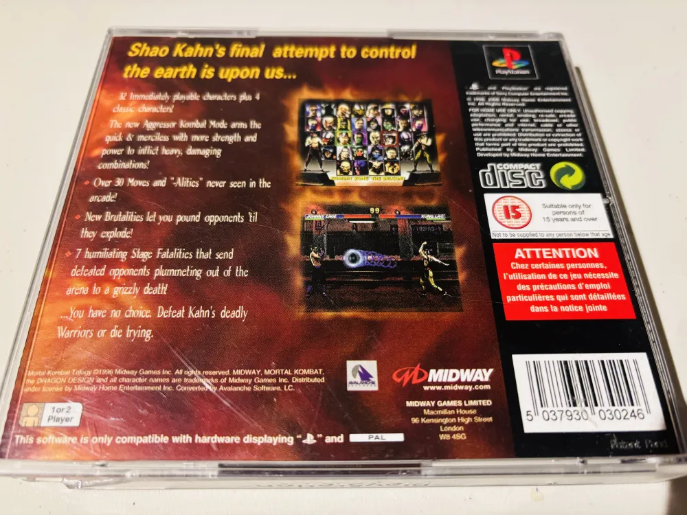 Mortal Kombat Trilogy. PS1.