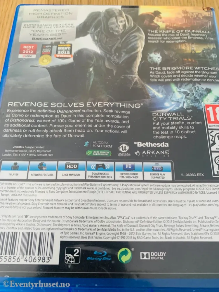 Dishonored Definitive Edition. PS4.