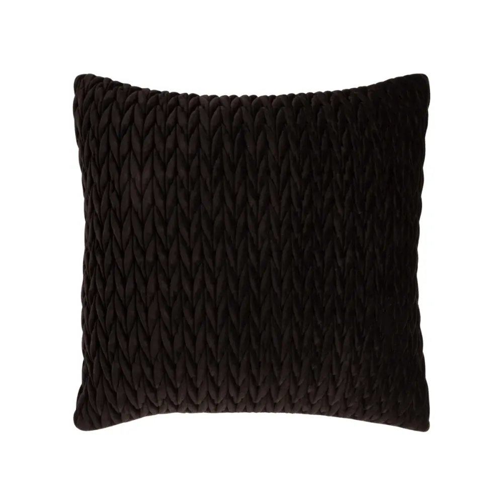 Putetrekk flettet velur sort 45 x 45 cm