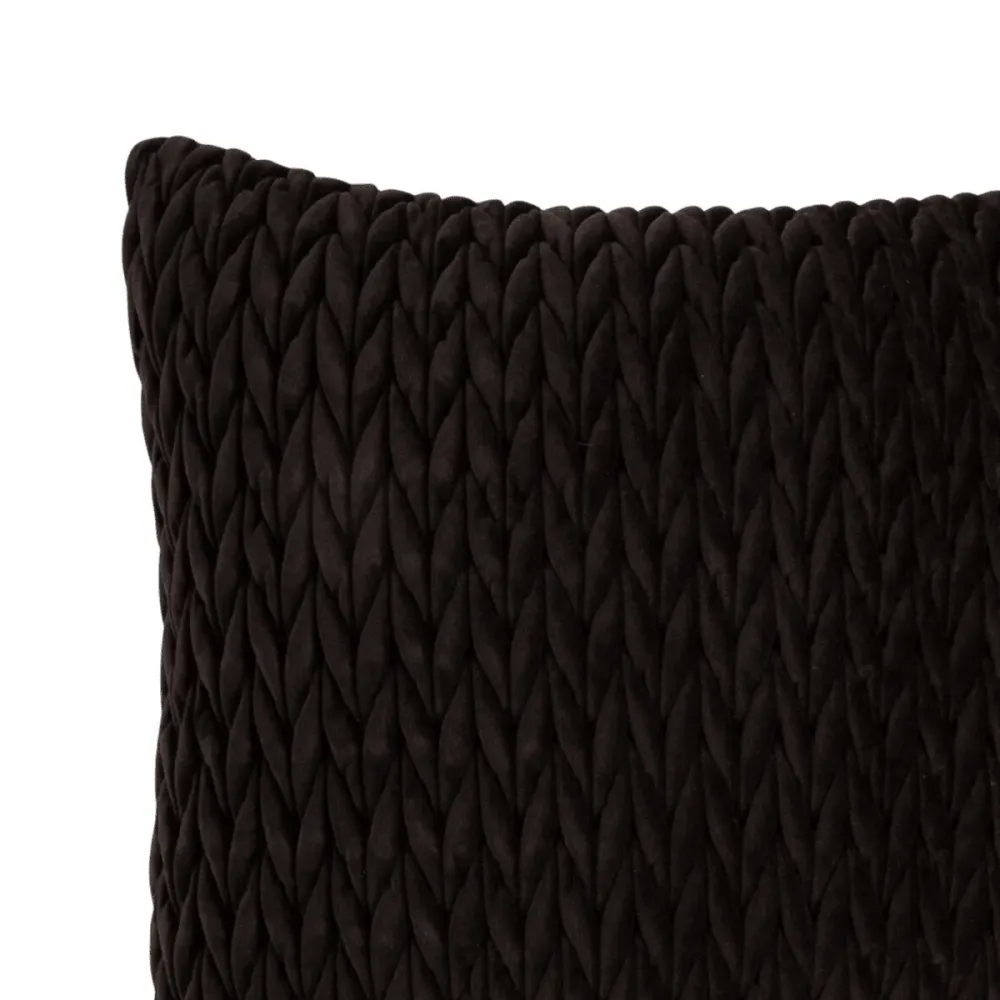 Putetrekk flettet velur sort 45 x 45 cm