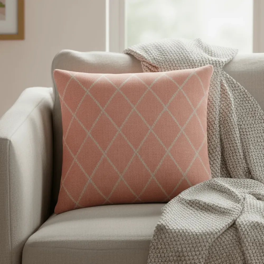 Putetrekk jaquard bomull rosa 45 x 45 cm