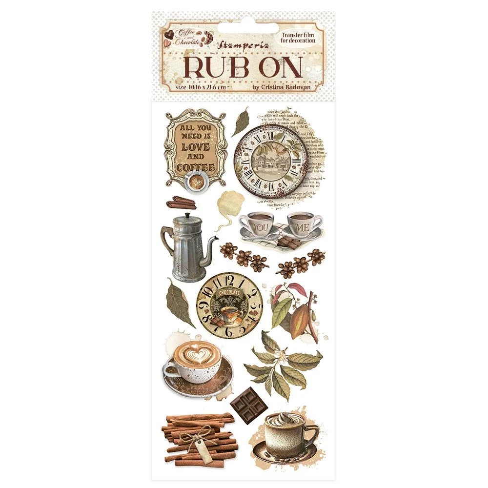 Stamperia - Rub Ons - Coffee and chocolate - All you need is love and coffee