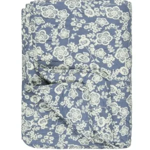 Quilt blå m/blomster