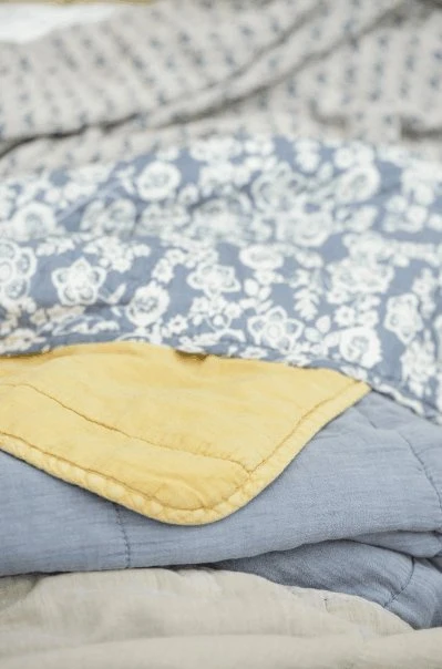 Quilt blå m/blomster